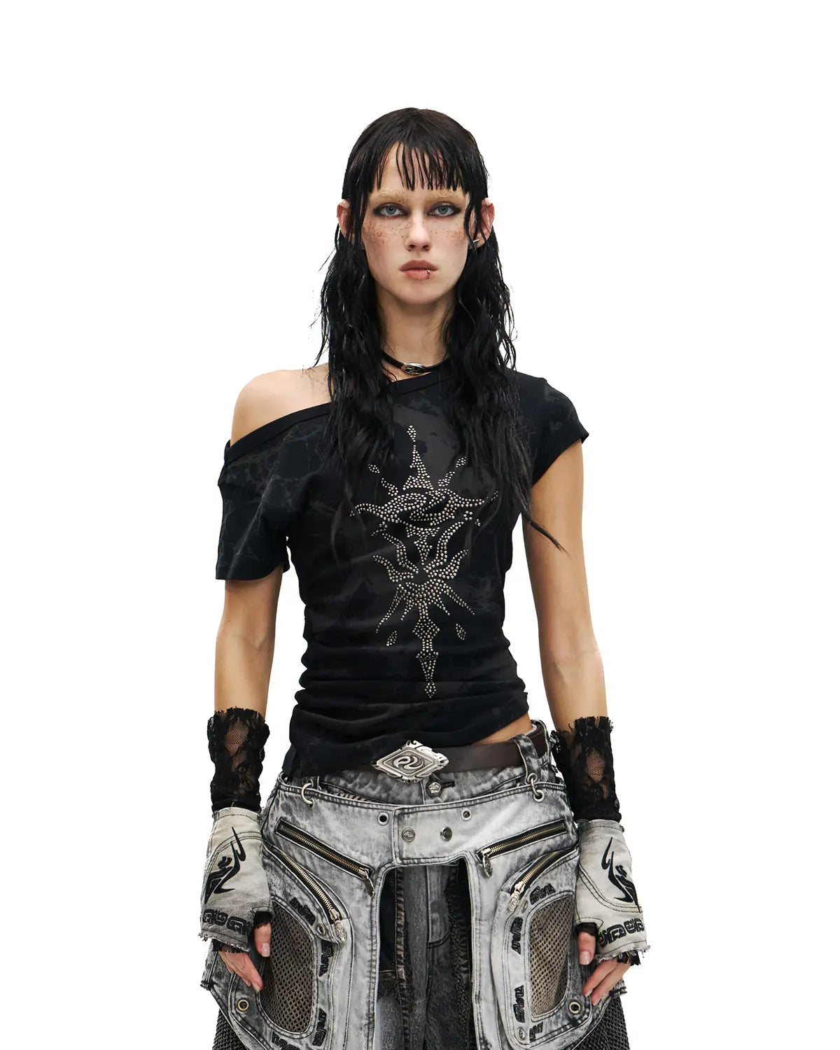 PERSONSOUL PHOENIX MOTIF ONE-SHOULDER T-SHIRT