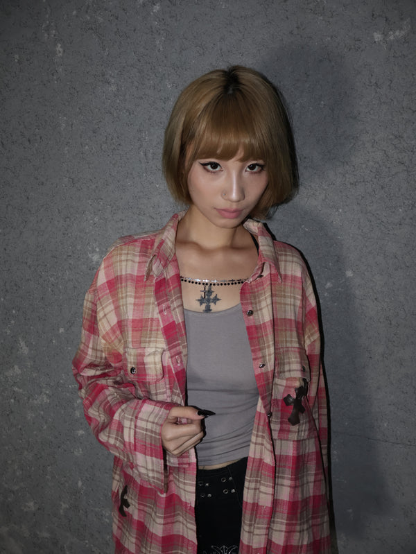 257-10 Pink Plaid Shirt  A410