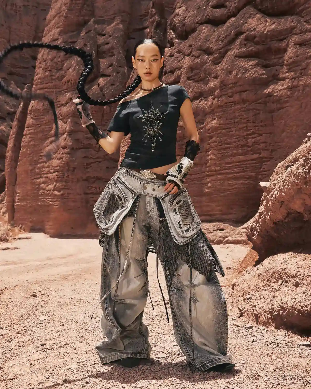 PERSONSOUL PHOENIX MOTIF ONE-SHOULDER T-SHIRT