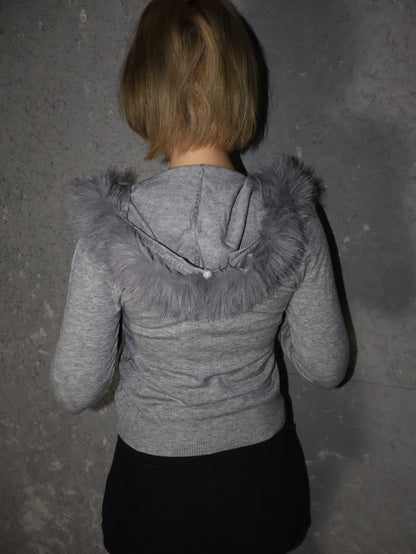 25-863 Fur Hood knit top　A394