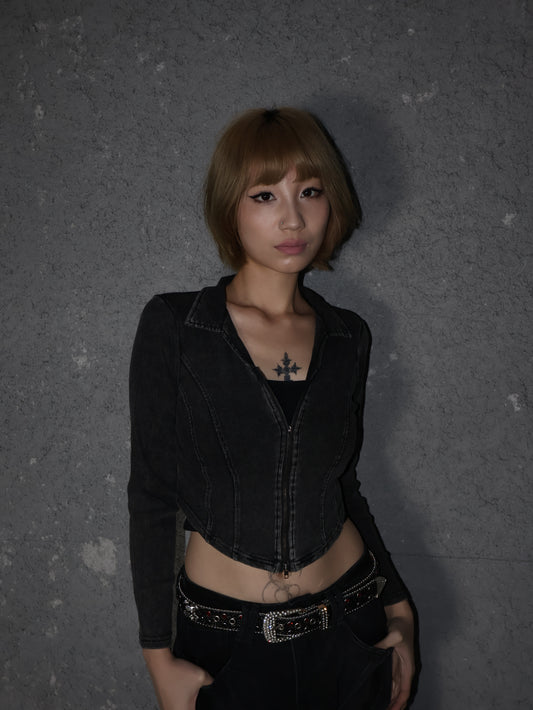 25-821 Grunge Zip Top　A395