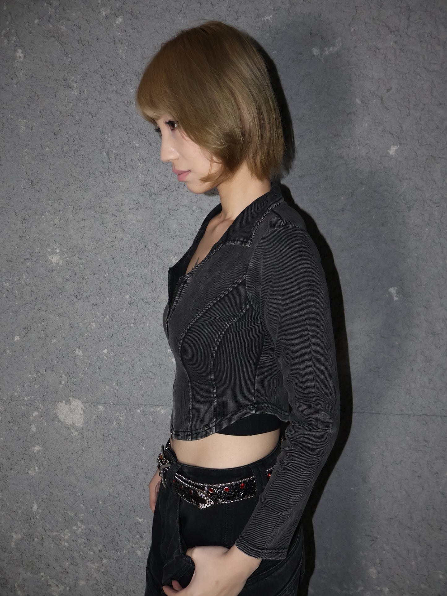 25-821 Grunge Zip Top　A395