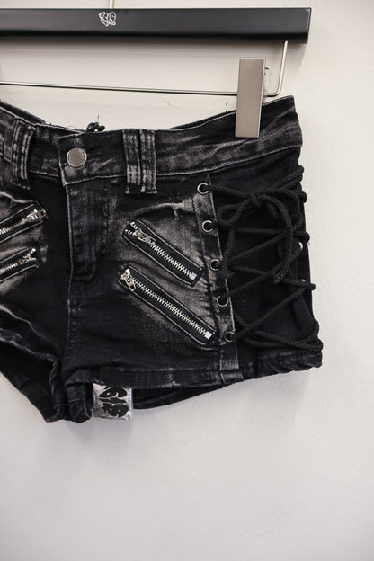 Vise LeatherDenim Shorts A496