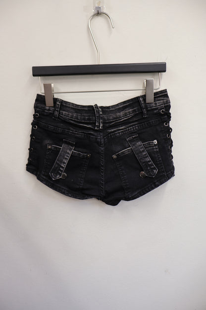 Vise LeatherDenim Shorts A496
