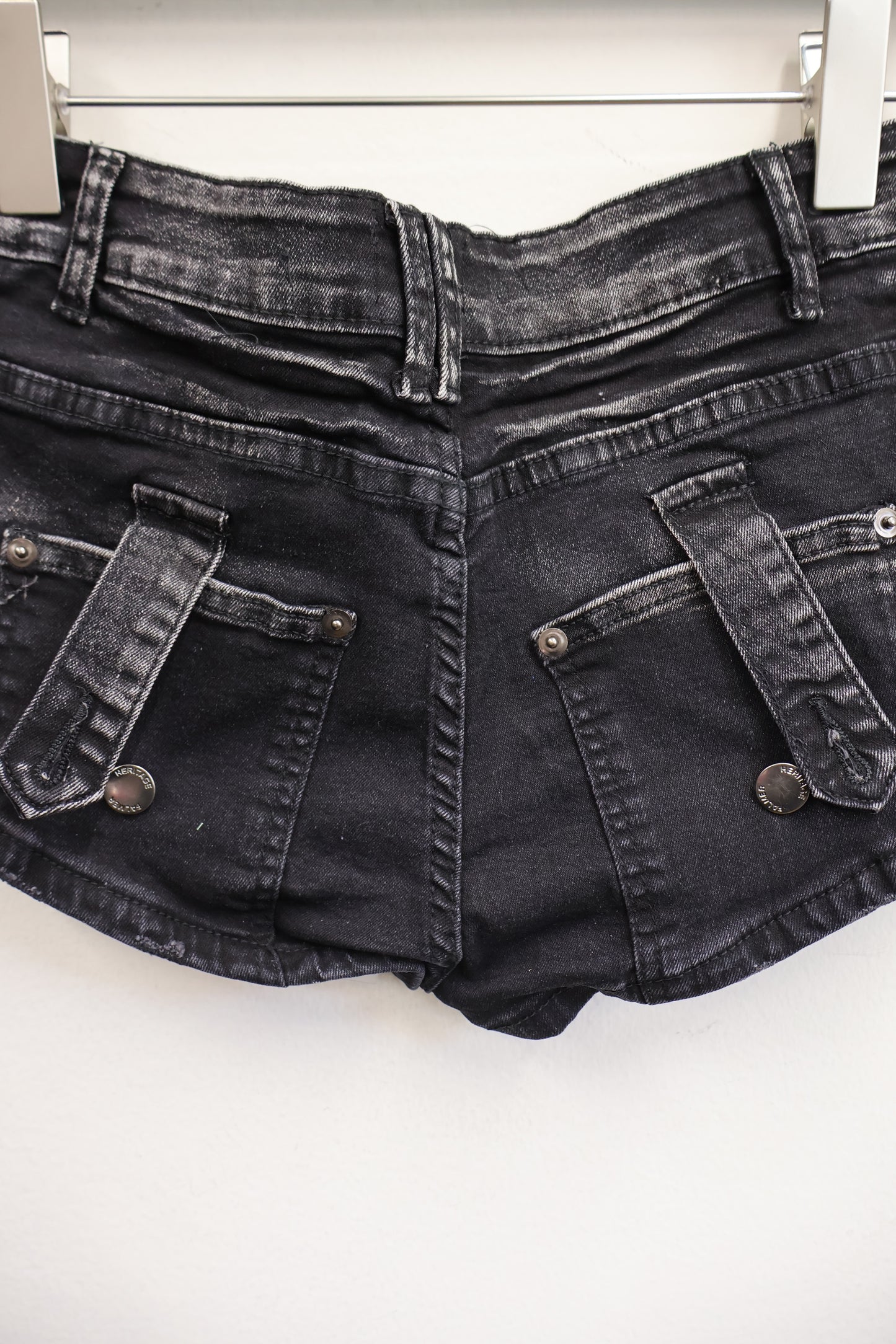 Vise LeatherDenim Shorts A496