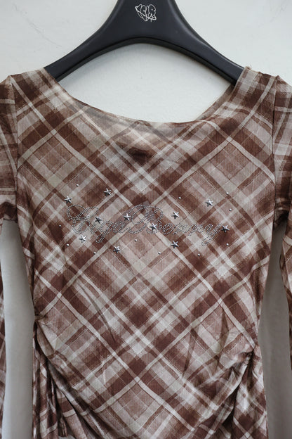 rhinestone check L/S A197