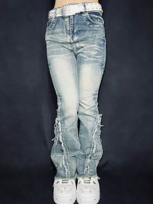 flare denim pants A26