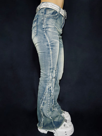 flare denim pants A26