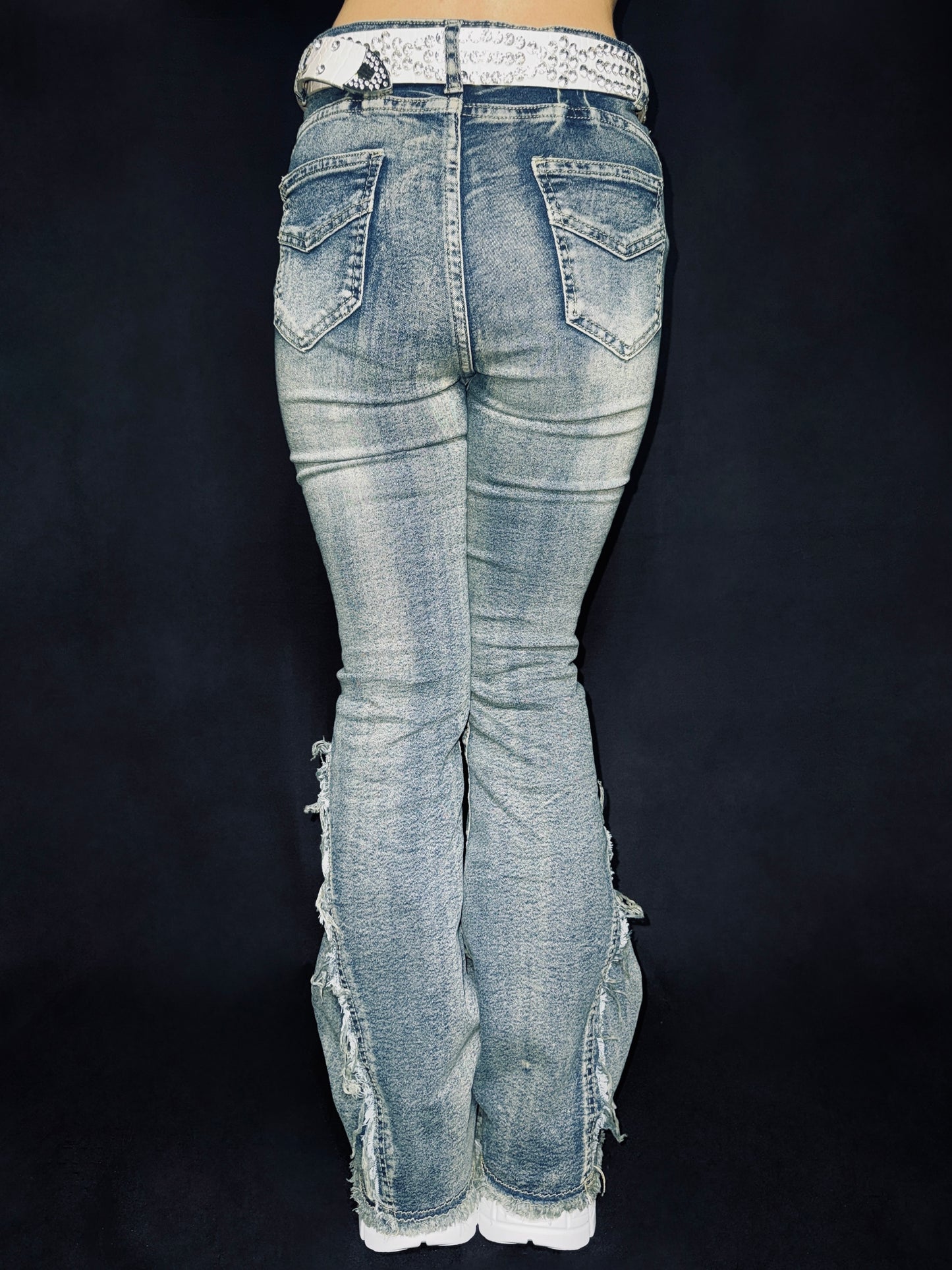 flare denim pants A26
