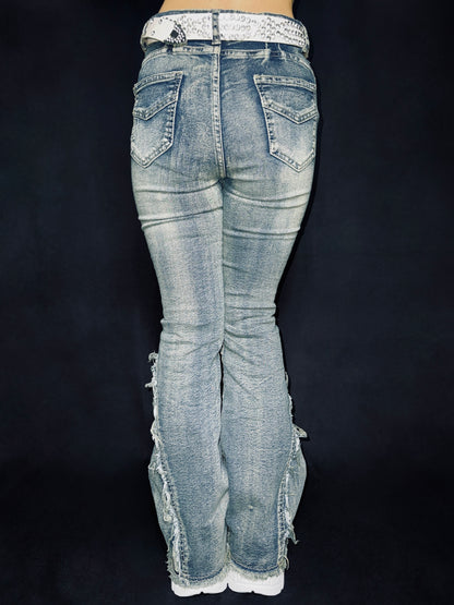 flare denim pants A26