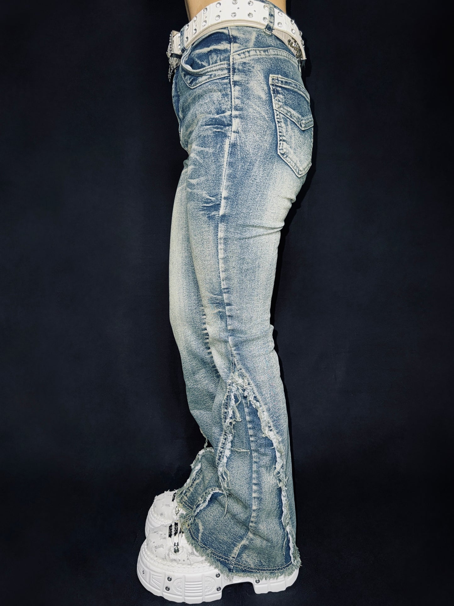 flare denim pants A26