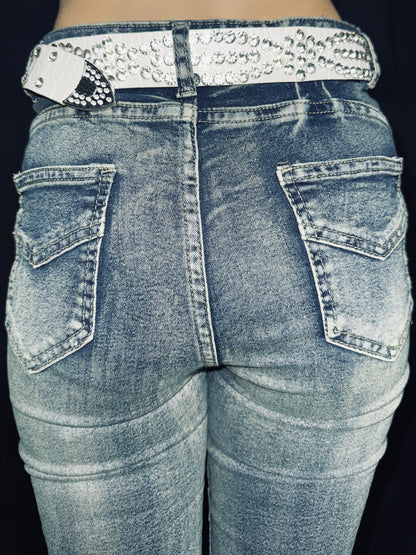 flare denim pants A26