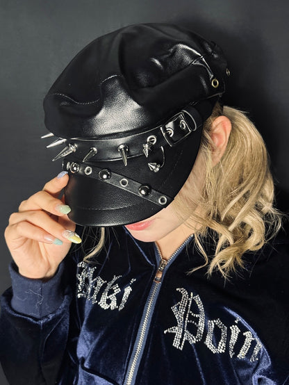 Spike Leather Cap A691