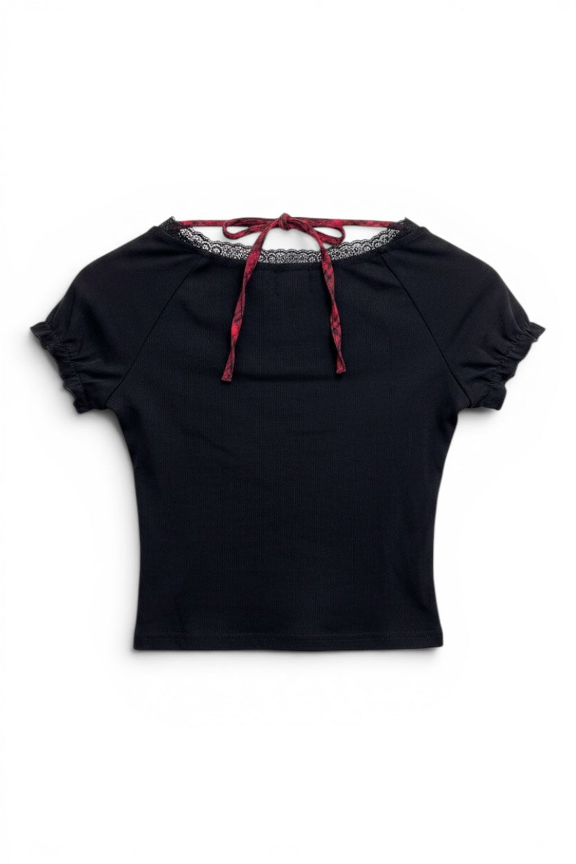 Lace Cross Button Top  A563