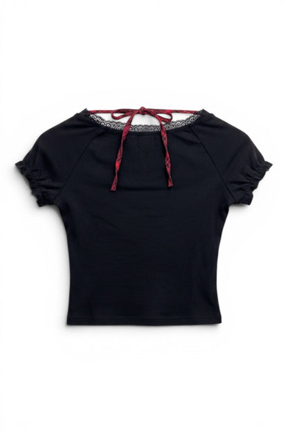 Lace Cross Button Top  A563