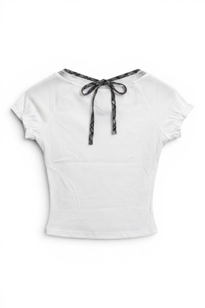 Lace Cross Button Top  A563