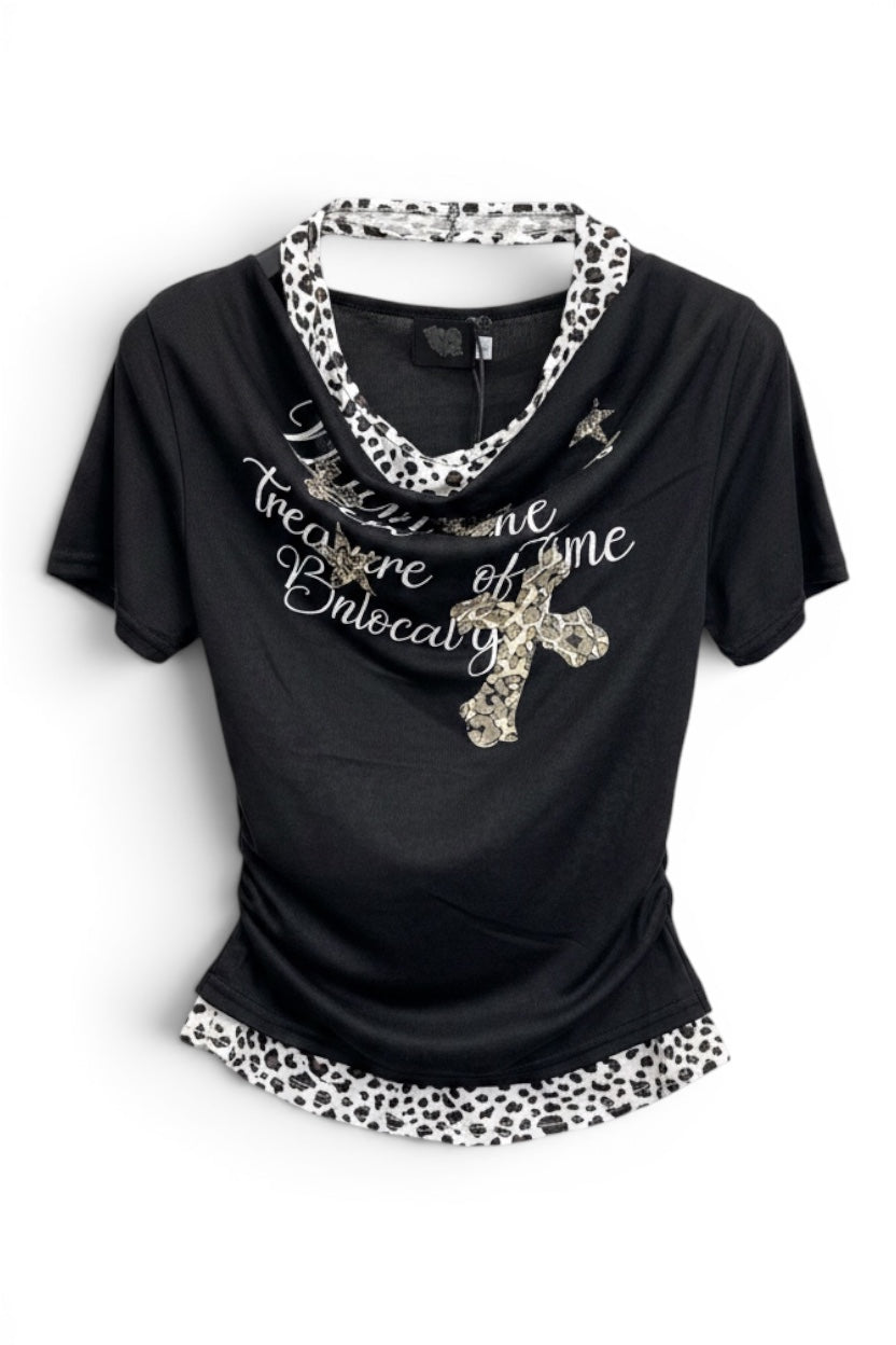Leopard Drape Top  A564