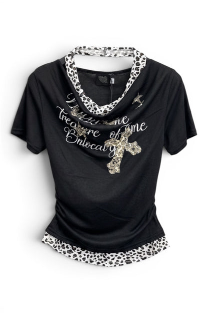 Leopard Drape Top  A564