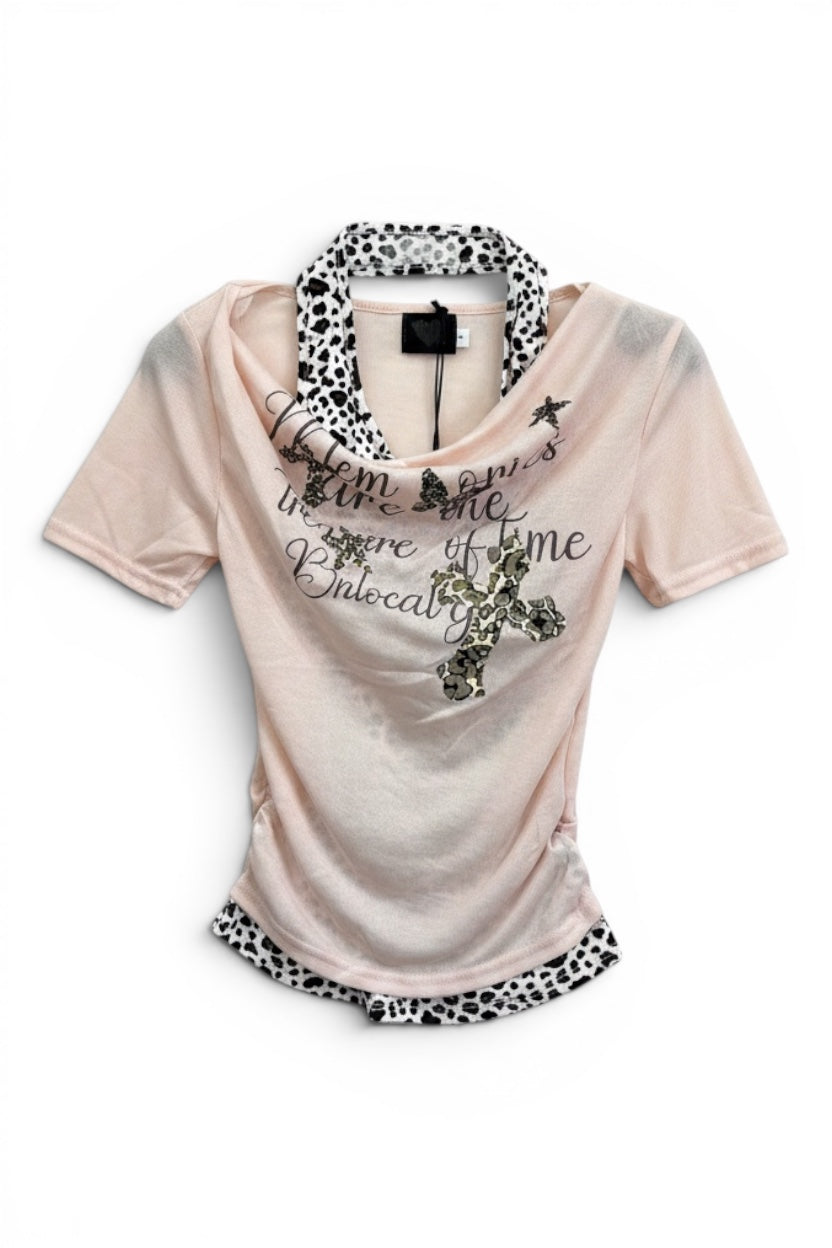 Leopard Drape Top  A564