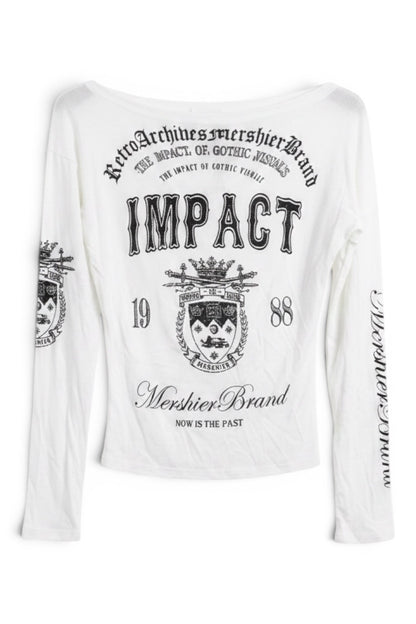 Cut Shoulder Graphic Long Sleeve  A565
