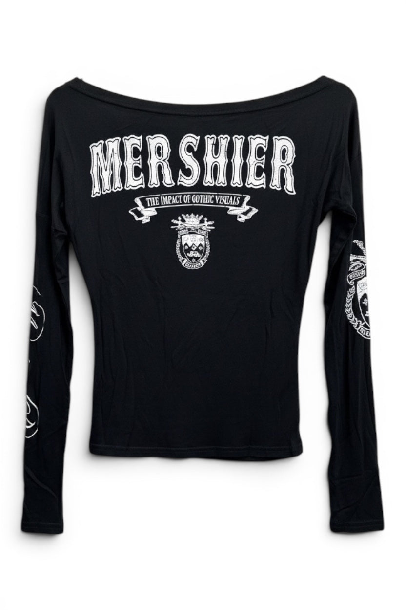Cut Shoulder Graphic Long Sleeve  A565