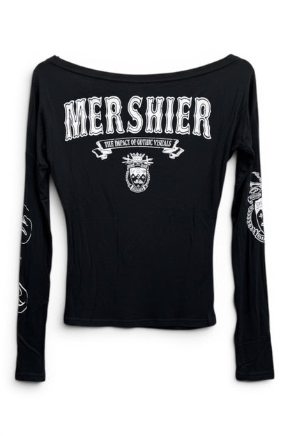 Cut Shoulder Graphic Long Sleeve  A565