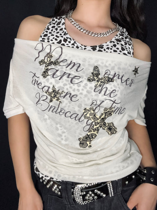 Leopard Drape Top  A564