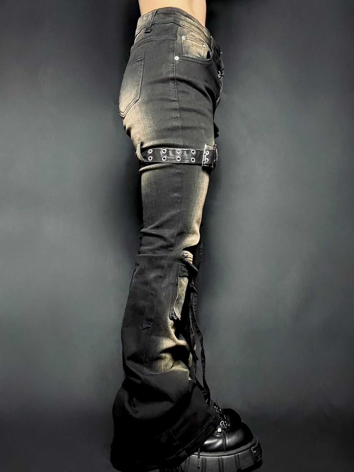 Stap flare cargo denim A264