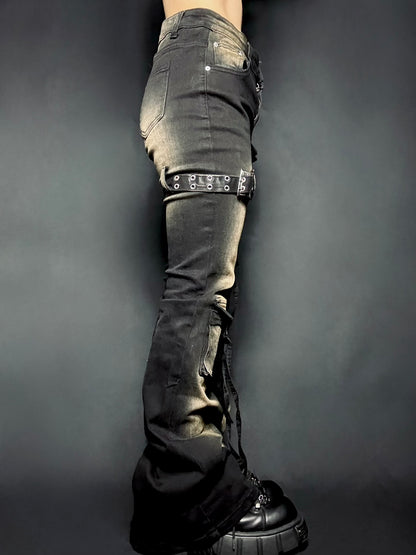 Stap flare cargo denim A264