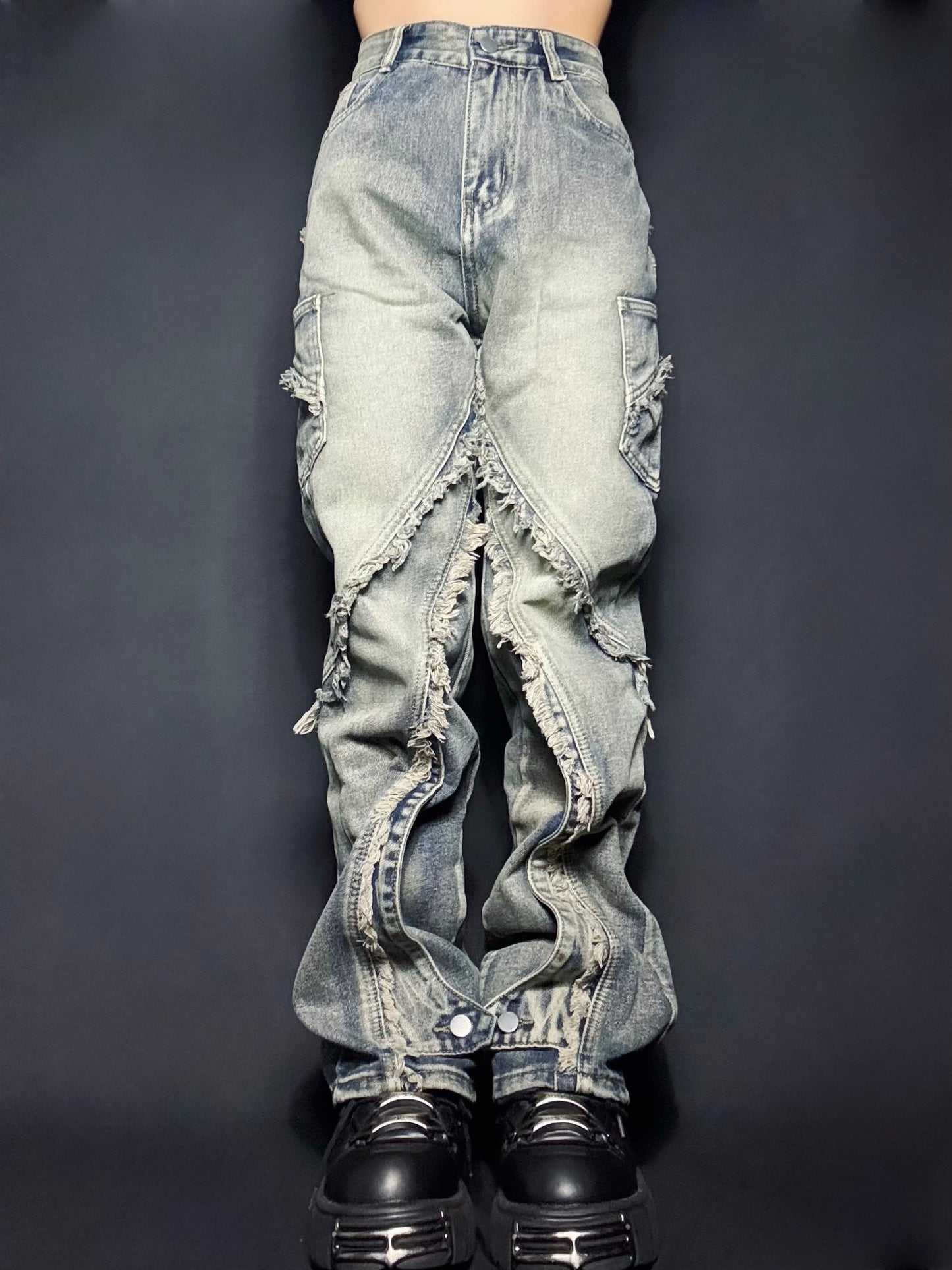 wide flare denim A244