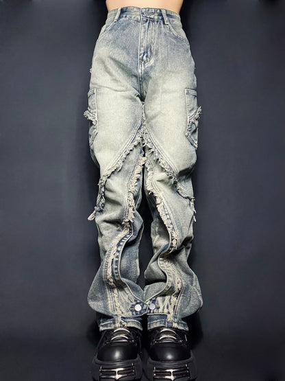 wide flare denim A244