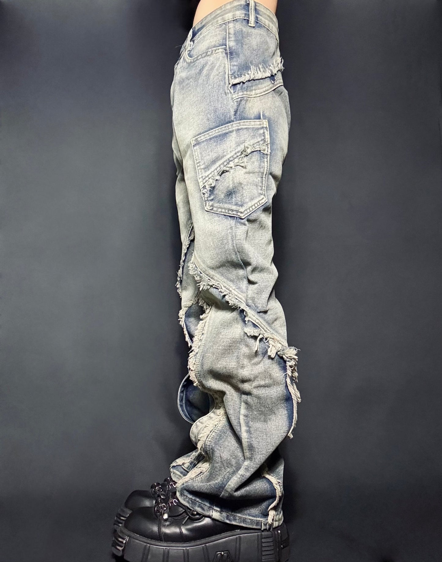 wide flare denim A244