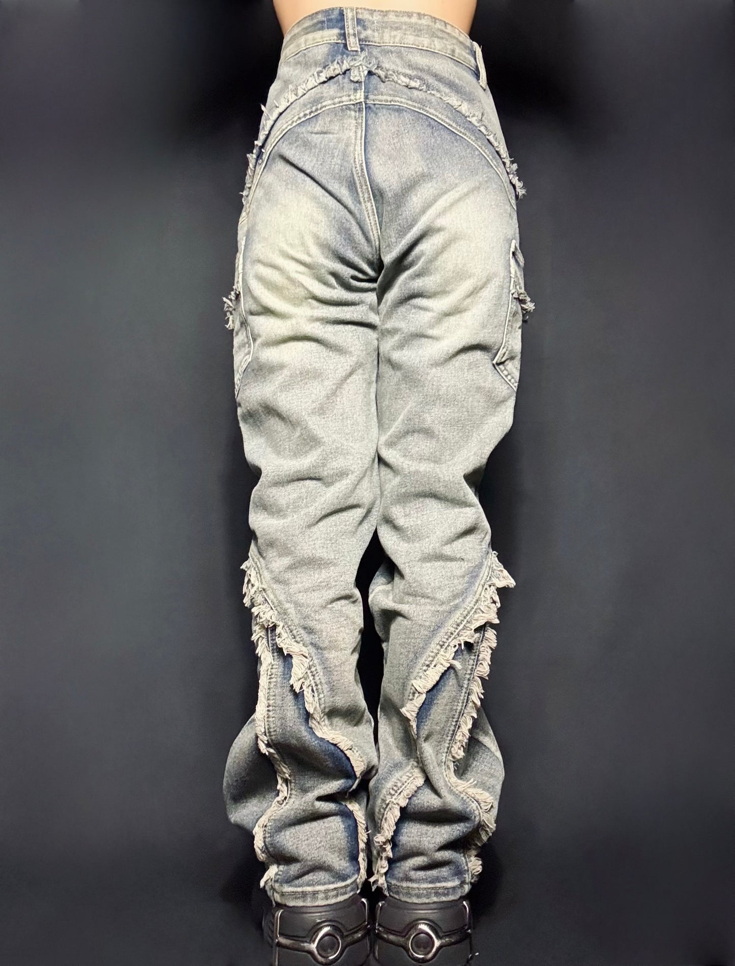 wide flare denim A244