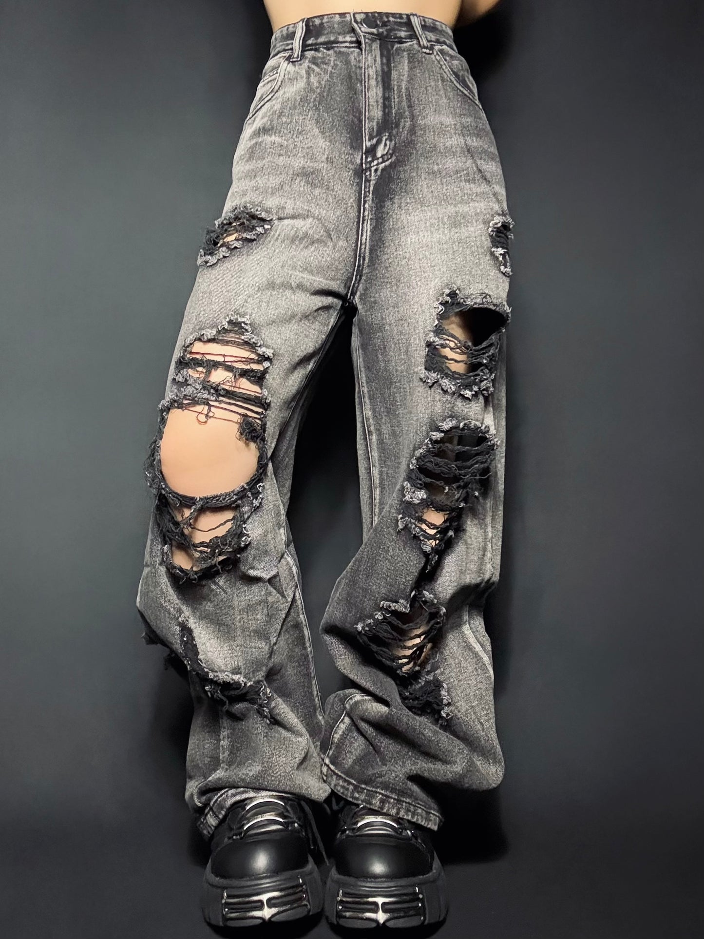 black damage denim A259