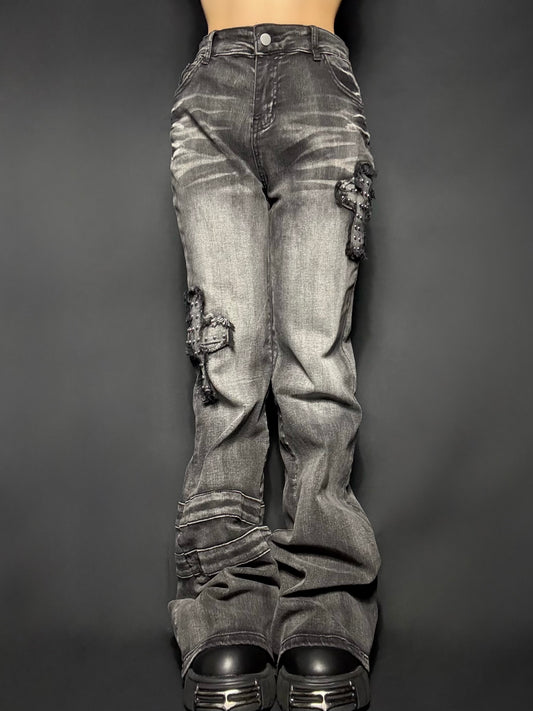 Slice Cross Denim pants A525