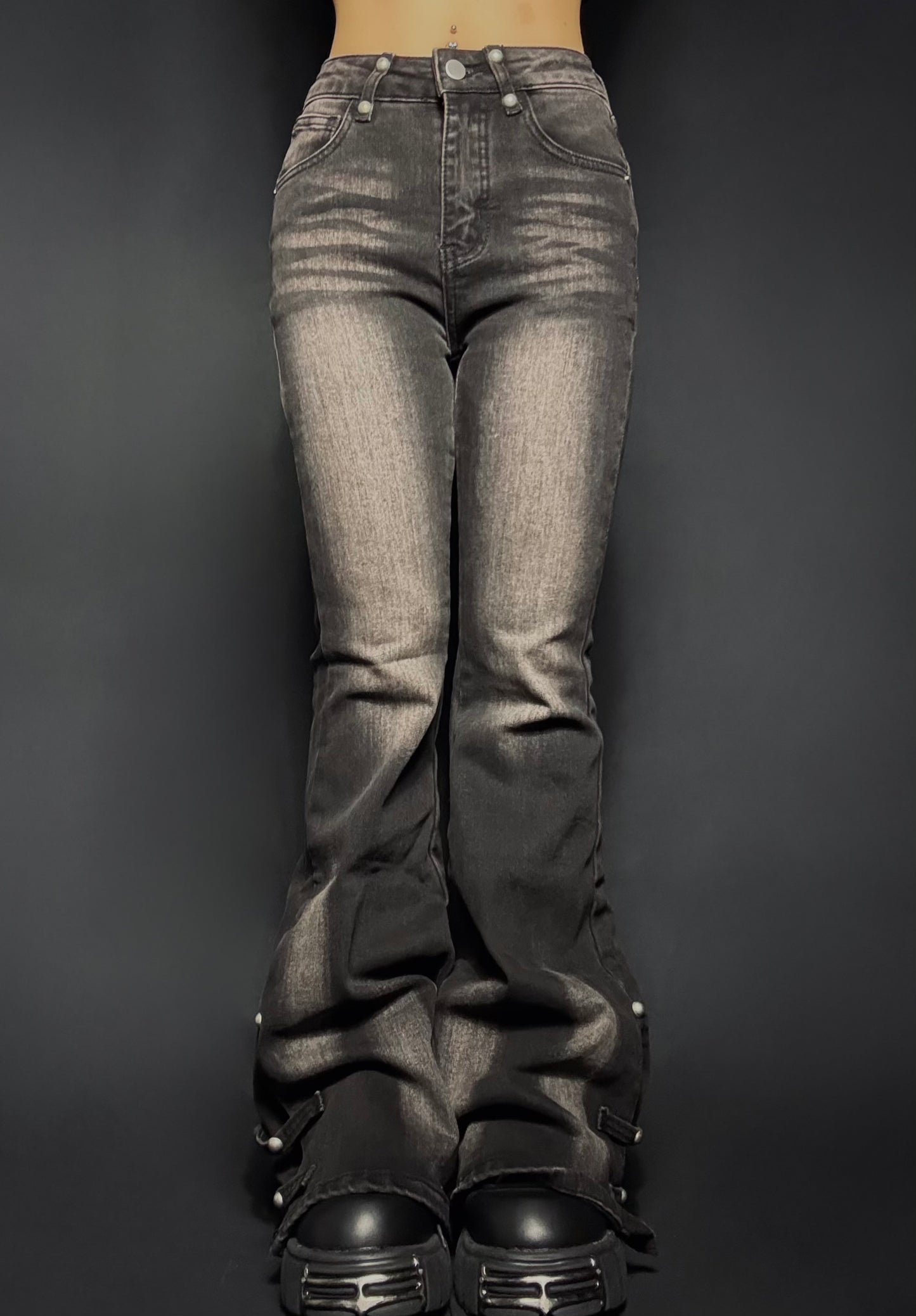 slit flare denim A616