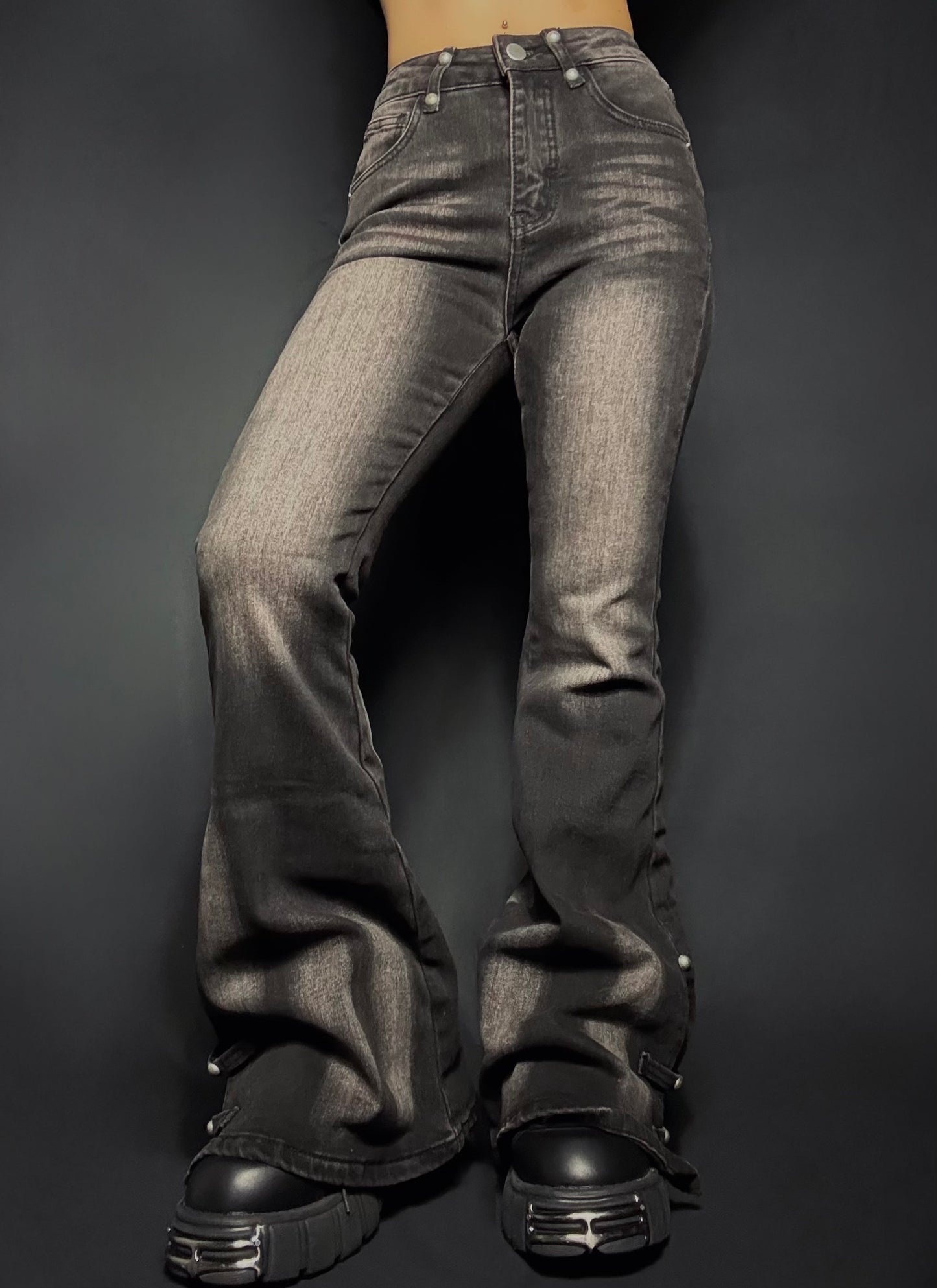 slit flare denim A616