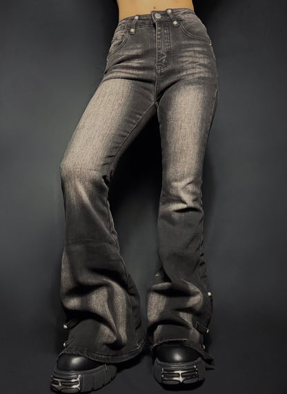 slit flare denim A616