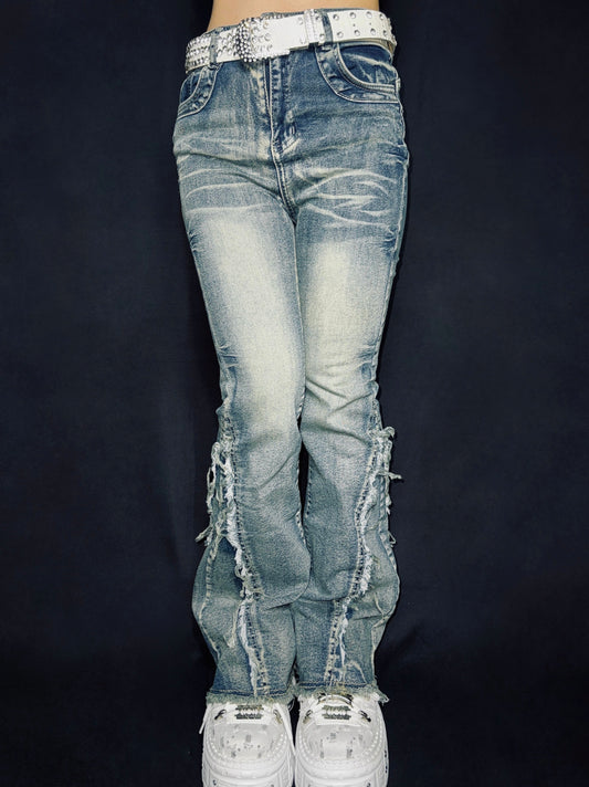 flare denim pants A26