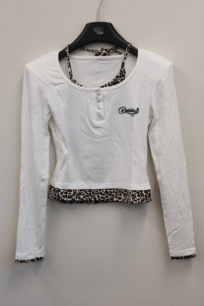 Leopard Trim Top A327