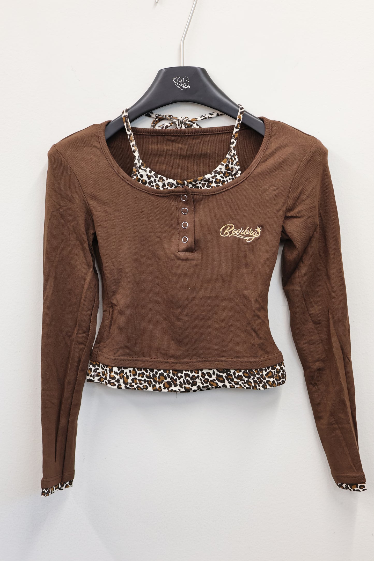 Leopard Trim Top A327