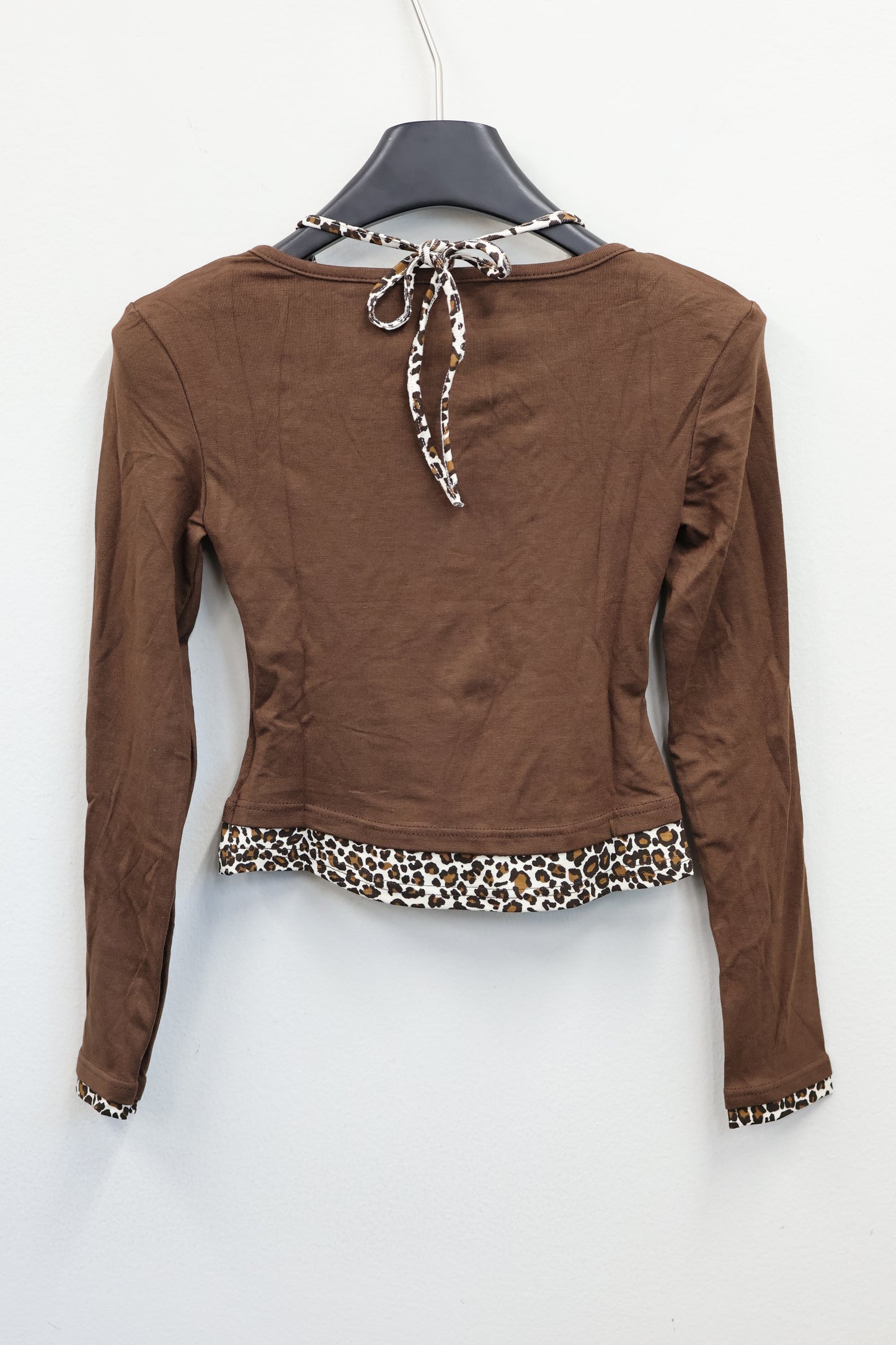 Leopard Trim Top A327