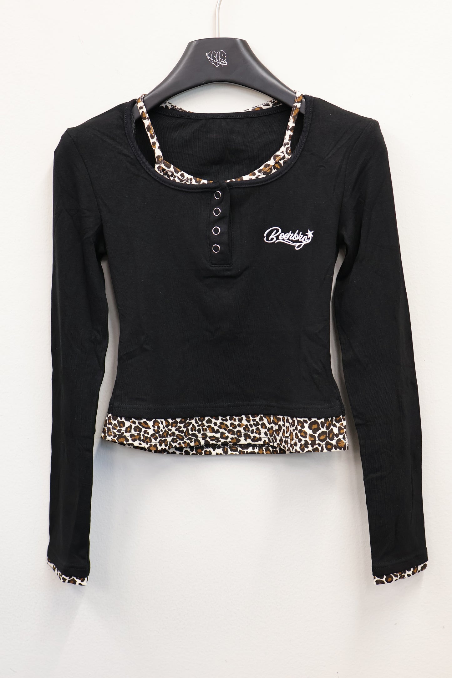 Leopard Trim Top A327