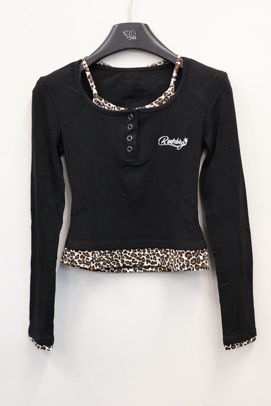 Leopard Trim Top A327