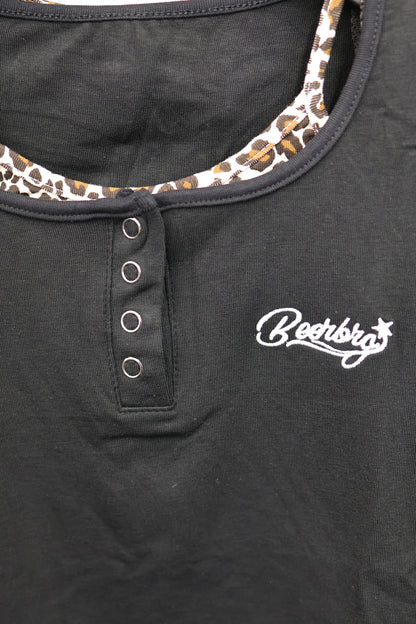 Leopard Trim Top A327