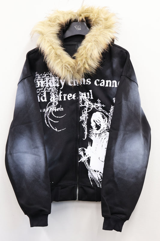 Grunge Fur Hoodie A323