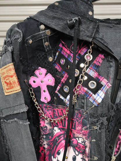 Pink Venom Patchwork Hoodie Jacket RA1013