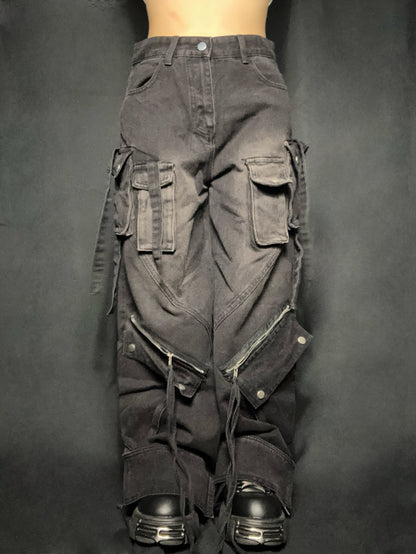 zip pocket straight denim A133