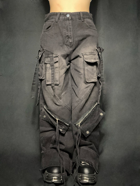 zip pocket straight denim A133