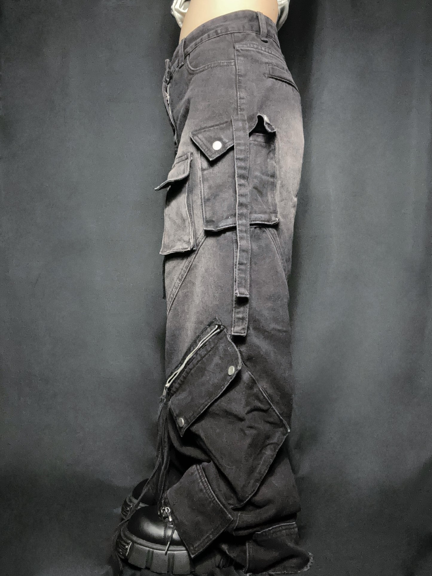 zip pocket straight denim A133